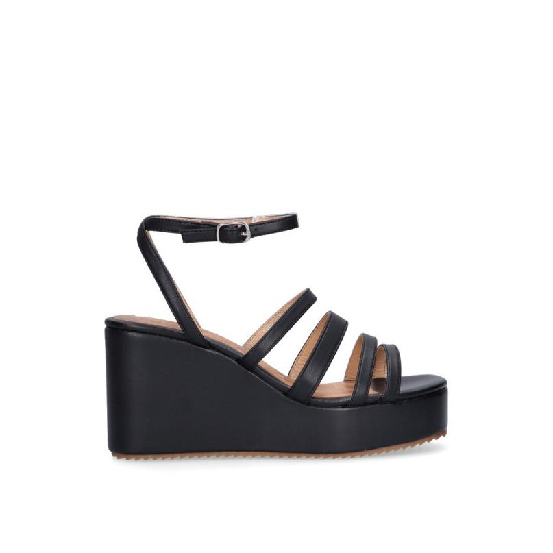 Sandalia Mustang - Mujer - Cuña Alta - Modelo 53410 - Color Negro