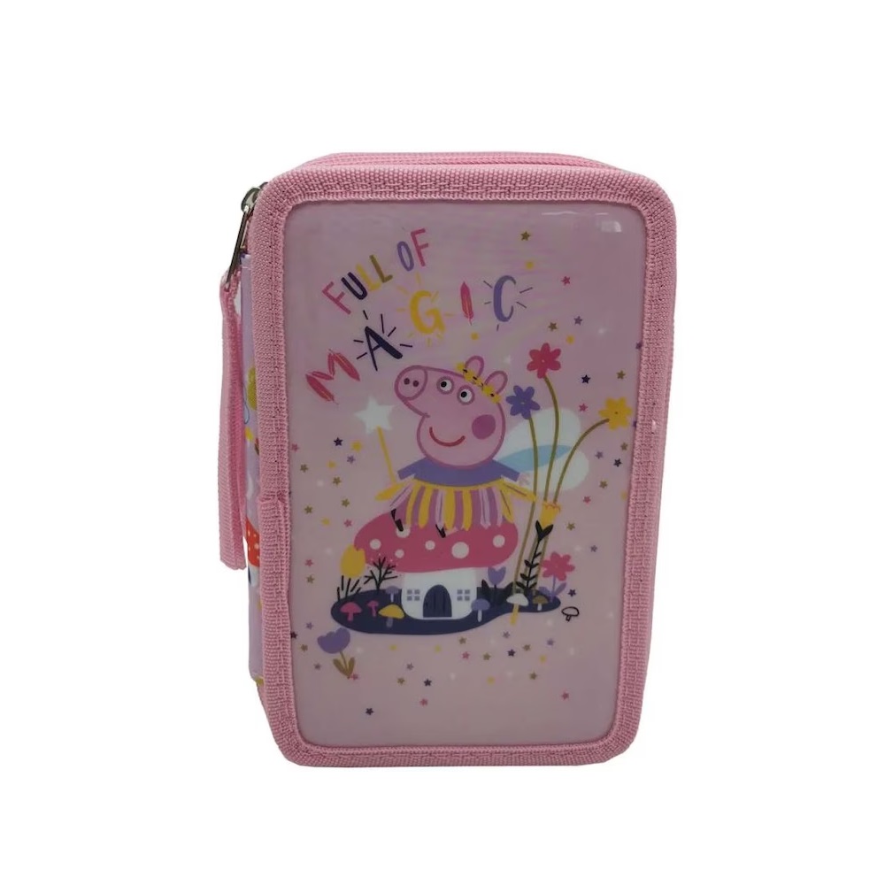 ESTUCHE PEPPA PIG 3 PISOS + LAPICES Y ROTULADORES DE COLORES, LÁPIZ, SACA PUNTAS, GOMA, REGLA, estuche PEPPA PIG 3 pisos + lápices y rotuladores de colores + kit vuelta al cole,13,5 cm ancho x 6,5 cm alto x 20 cm profundo.CM,FESPU
