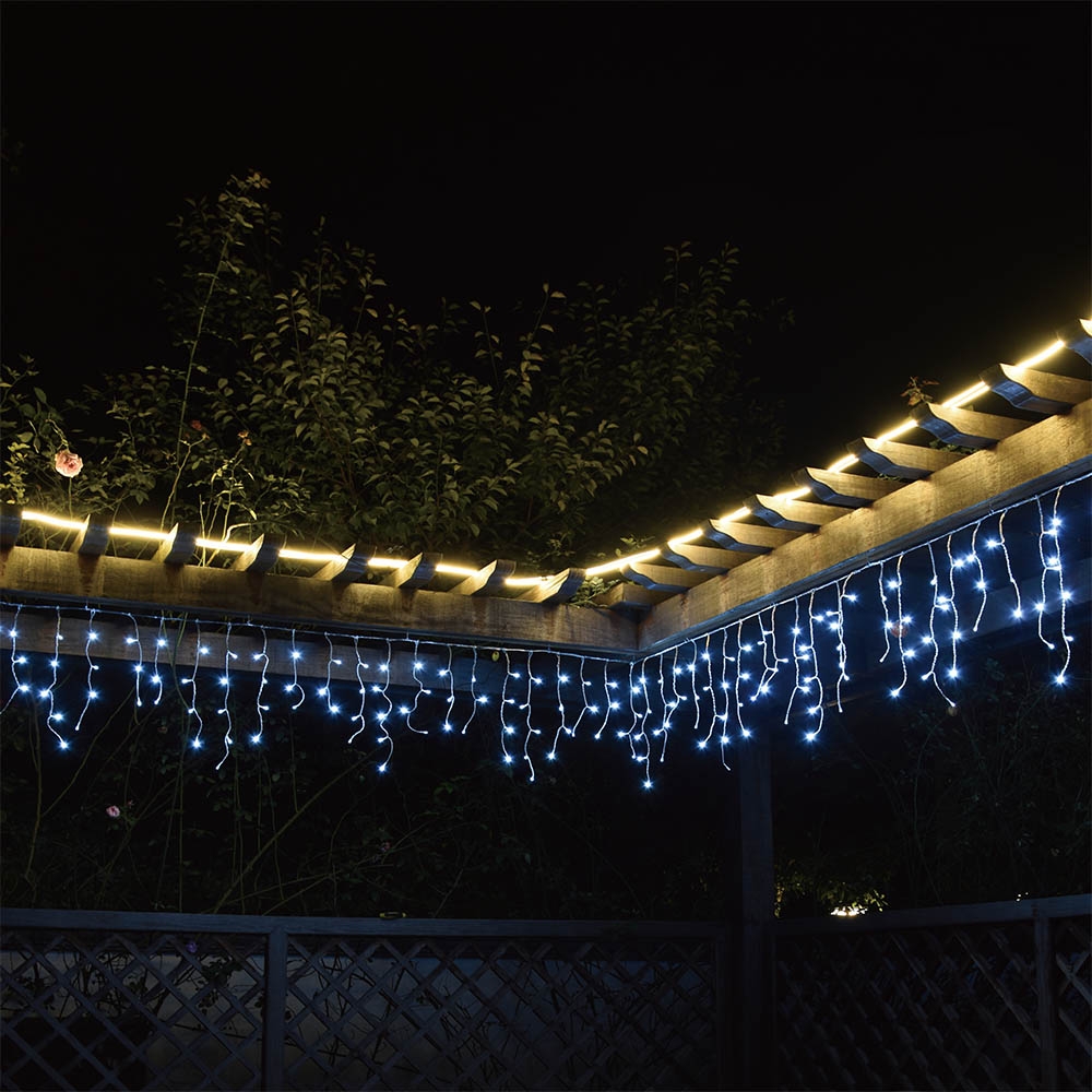 PLUSHOME Luz de Cortina Flash 138Leds Disponible en 4 Colores,Interior y Exterior,8 Funciones Ajustables