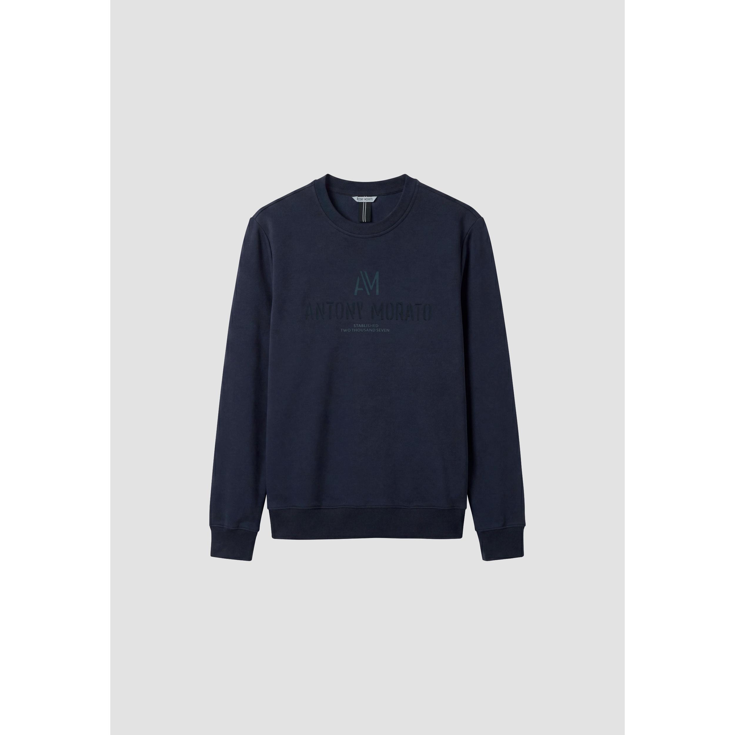ANTONY MORATO Sudadera azul marino regular fit con logo gofrado estampada en el pecho 335605