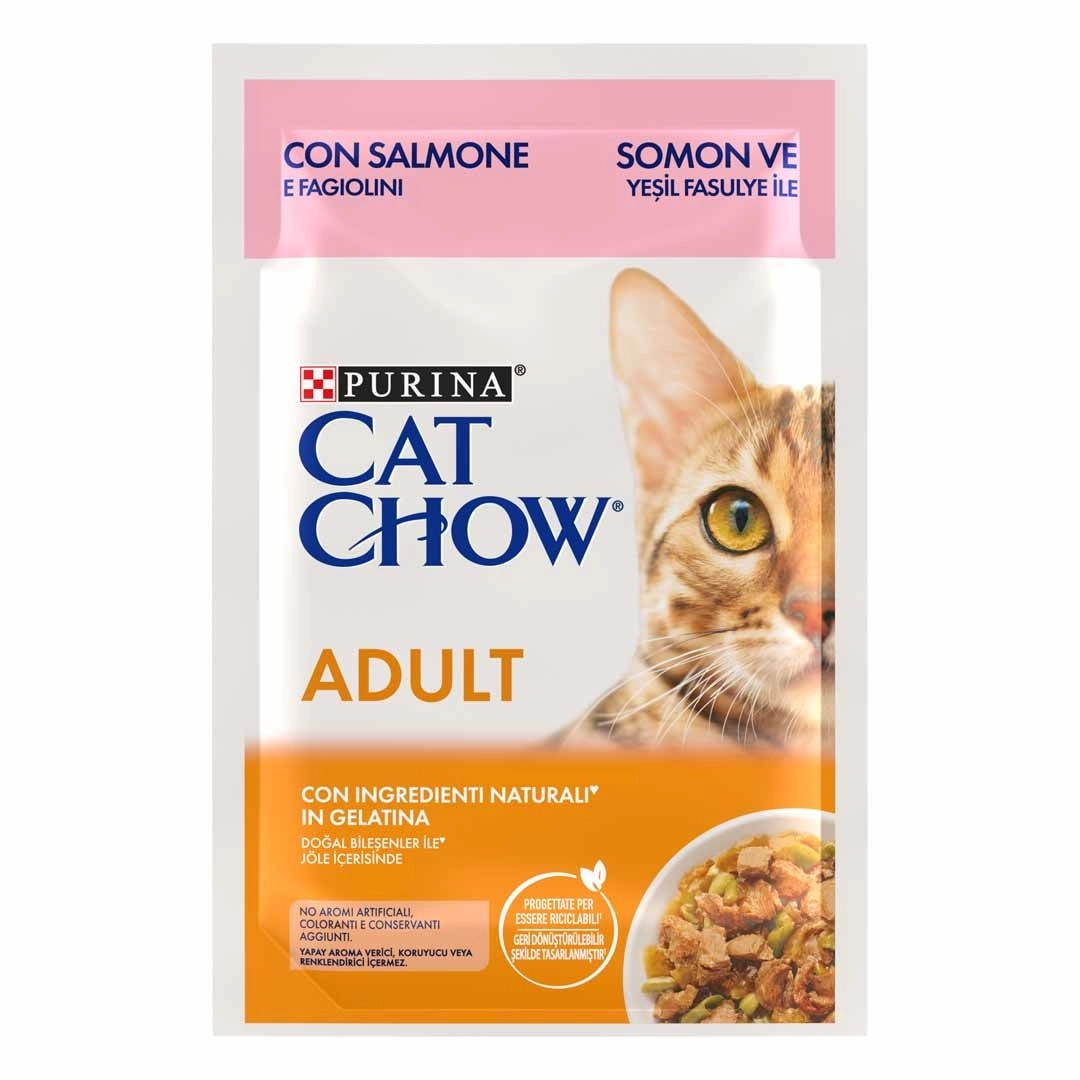 Cat Chow Adult Salmón en Gelatina Sobres para Gatos Comida húmeda para gatos adultos