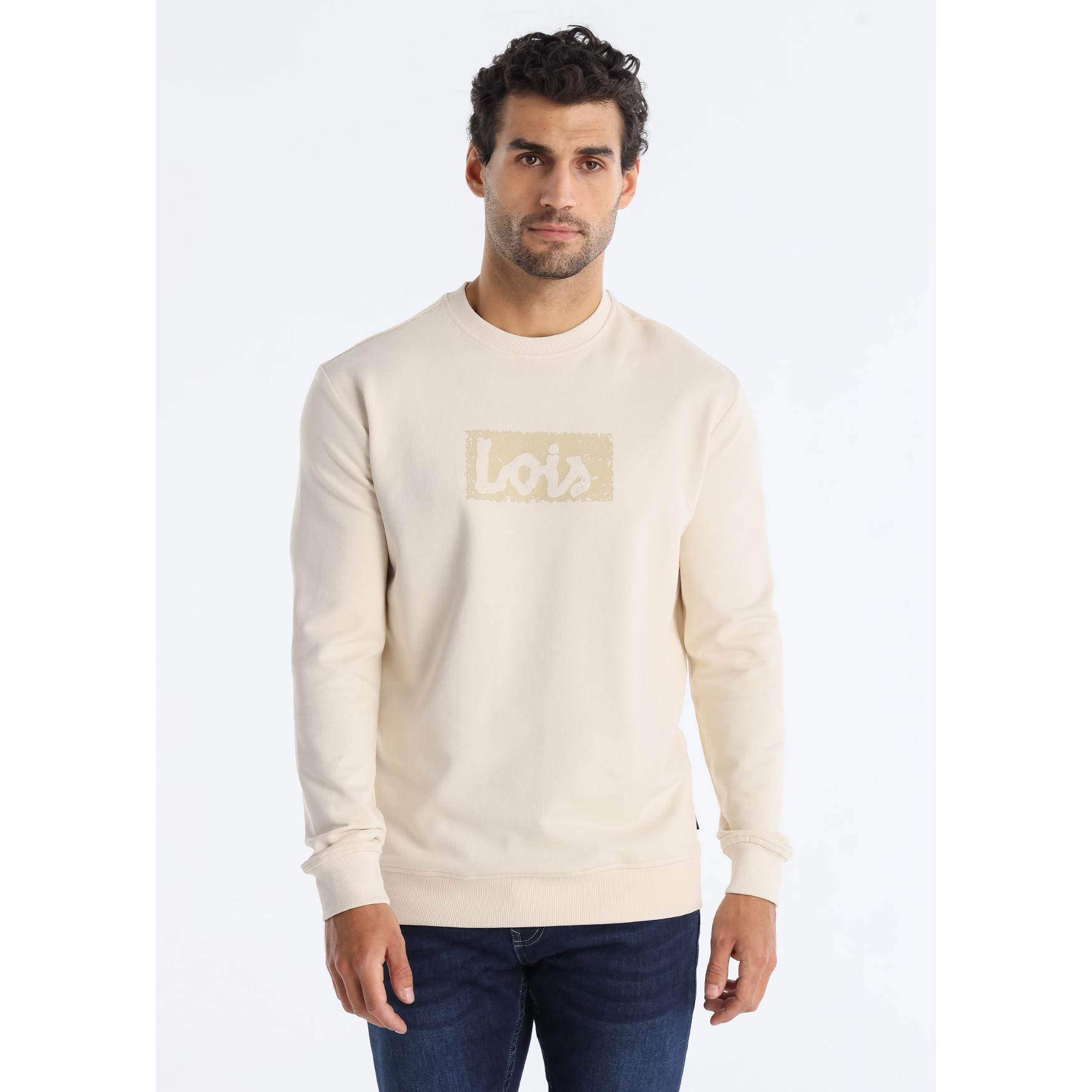 LOIS JEANS - Sudadera sin capucha basica grafica logo en el pecho cuello caja