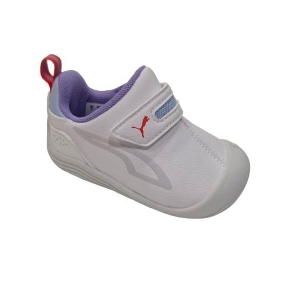 Puma - Zapatillas barefoot respetuosas para niñas modelo 402848, diseño ligero y flexible ideal para desarrollo natural del pie, color blanco, para uso diario y actividades lúdicas