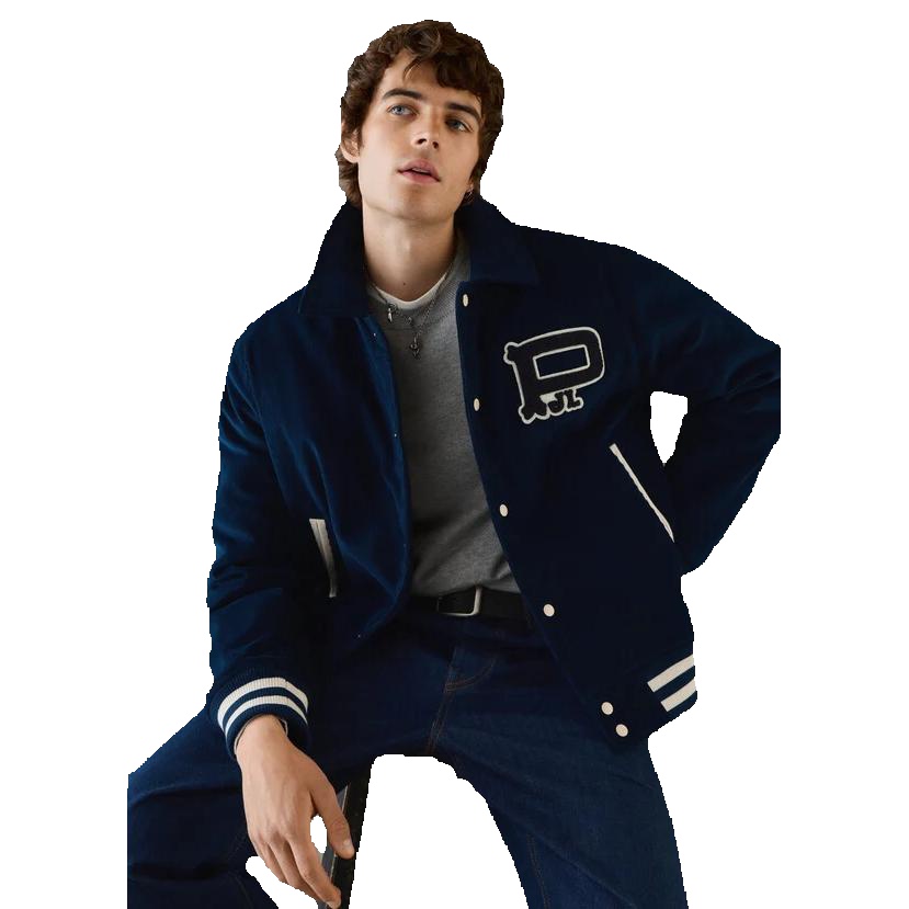 Pepe Jeans - Chaqueta bomber varsity marino de algodón y poliéster con diseño clásico universitario para hombre, corte ajustado y cremallera frontal