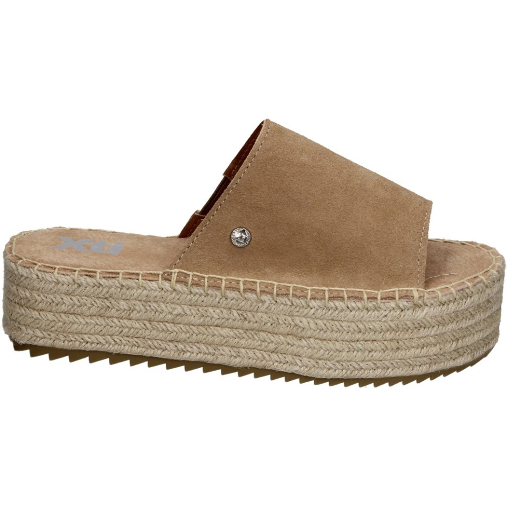 XTI | Sandalias con Plataforma XTI para Mujer – Sandalia Pala en Color Camel – Sandalia de Esparto sin Cierre – Slip On – Plataforma Media y Cómoda – Estilosas – Modelo 145475