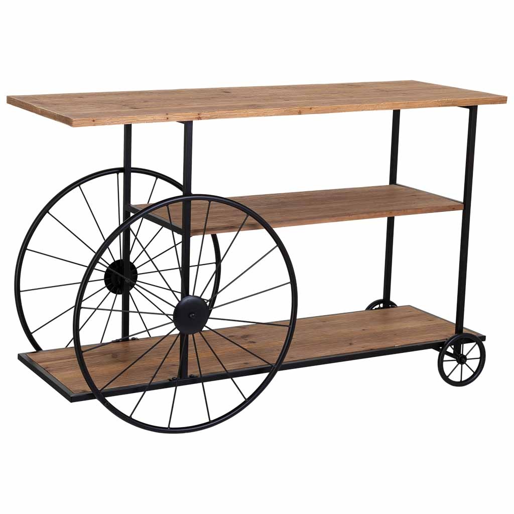 Wonderlust Deco - Recibidor de madera y metal lacado con 2 baldas 120 x 42 x 78h cm Negro 122x80x44