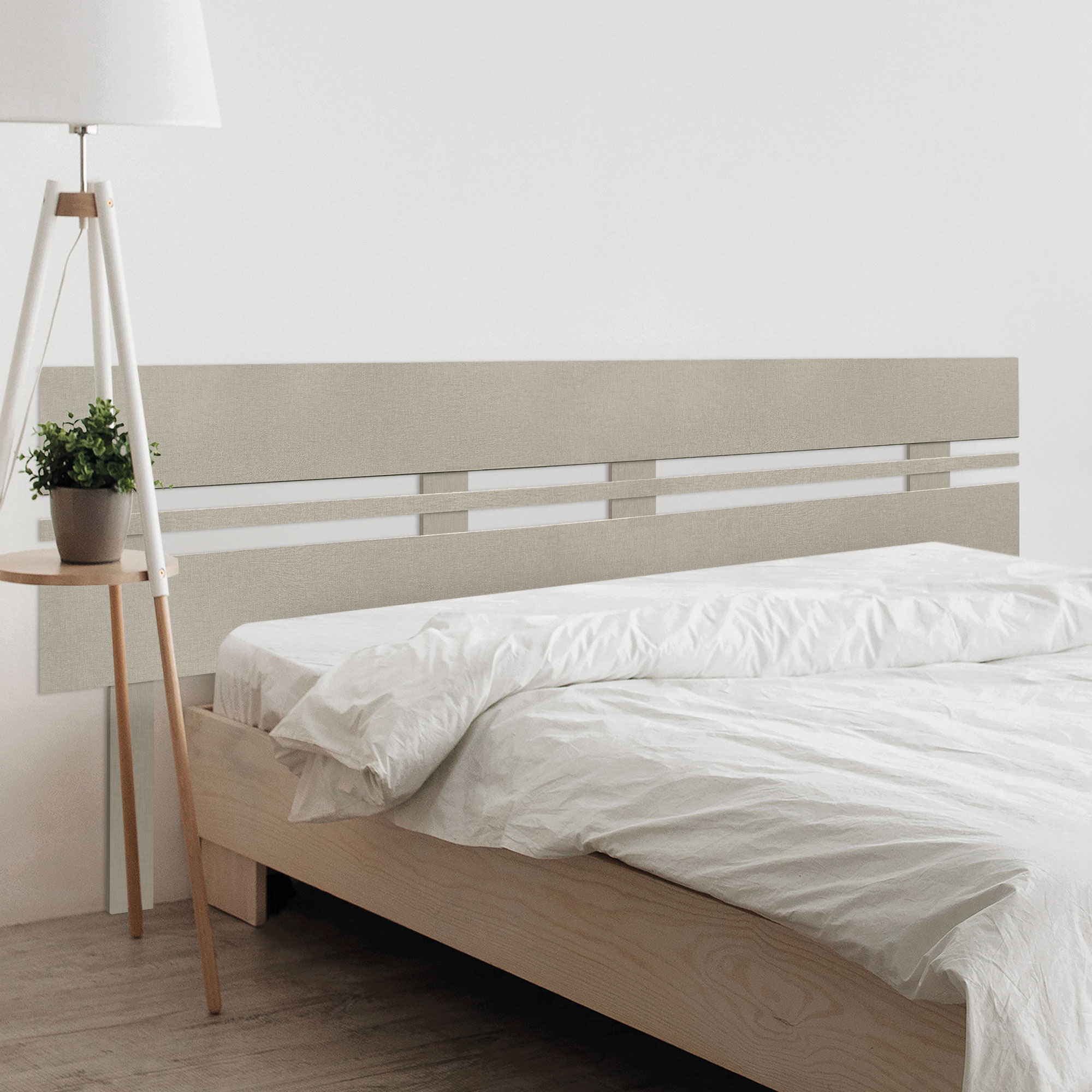 DHOME Cabecero de Madera reciclada DM Horizontal Ancho Dual con Patas Cama Palets Herrajes incluidos
