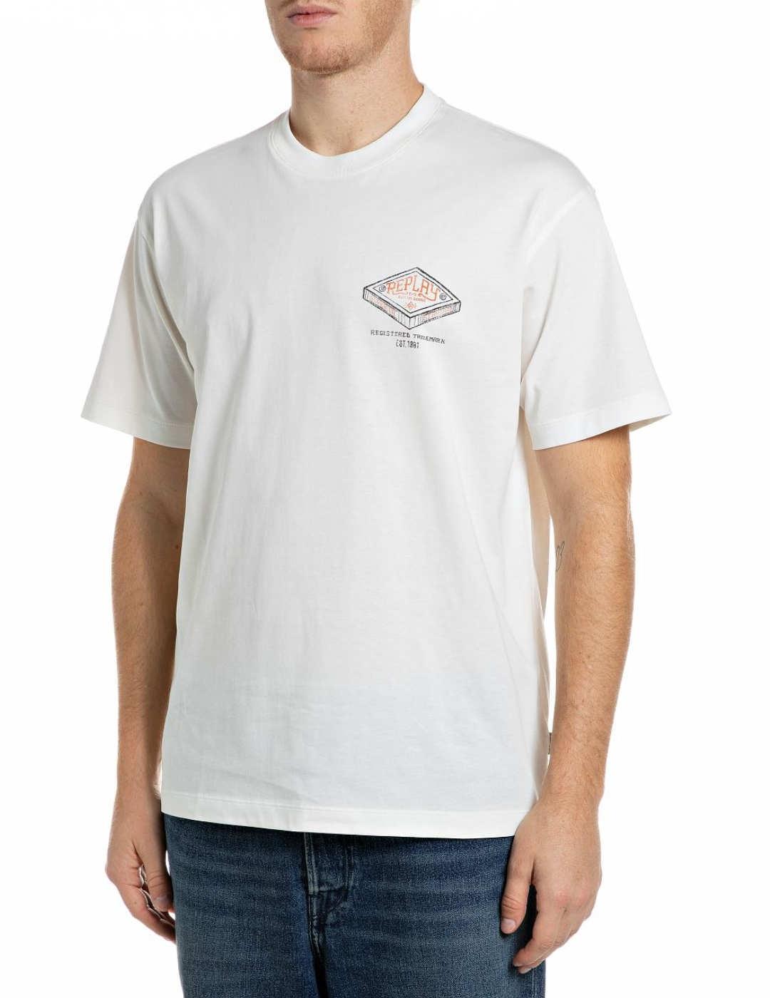 Camiseta Replay manga corta blanca manga corta para hombre