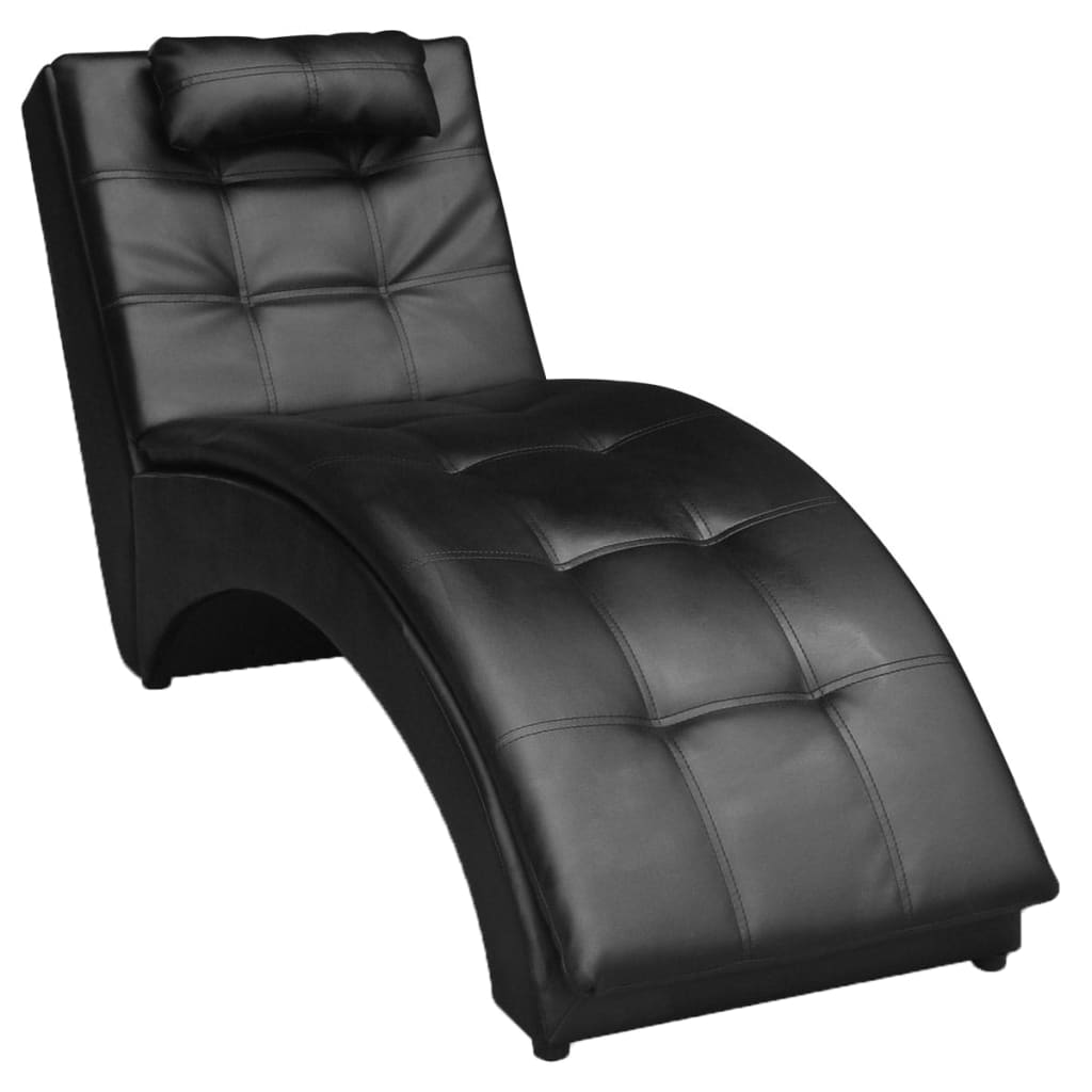 vidaXL Diván con almohada de cuero sintético negro