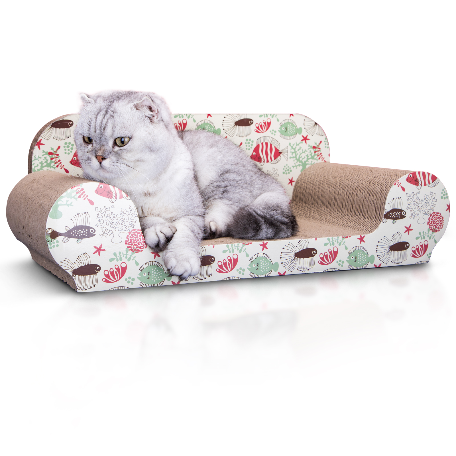 Nobleza - Rascador para Gatos Cartón con Hierba Gatera Juguete para Gatos Grandes 56*26*20cm