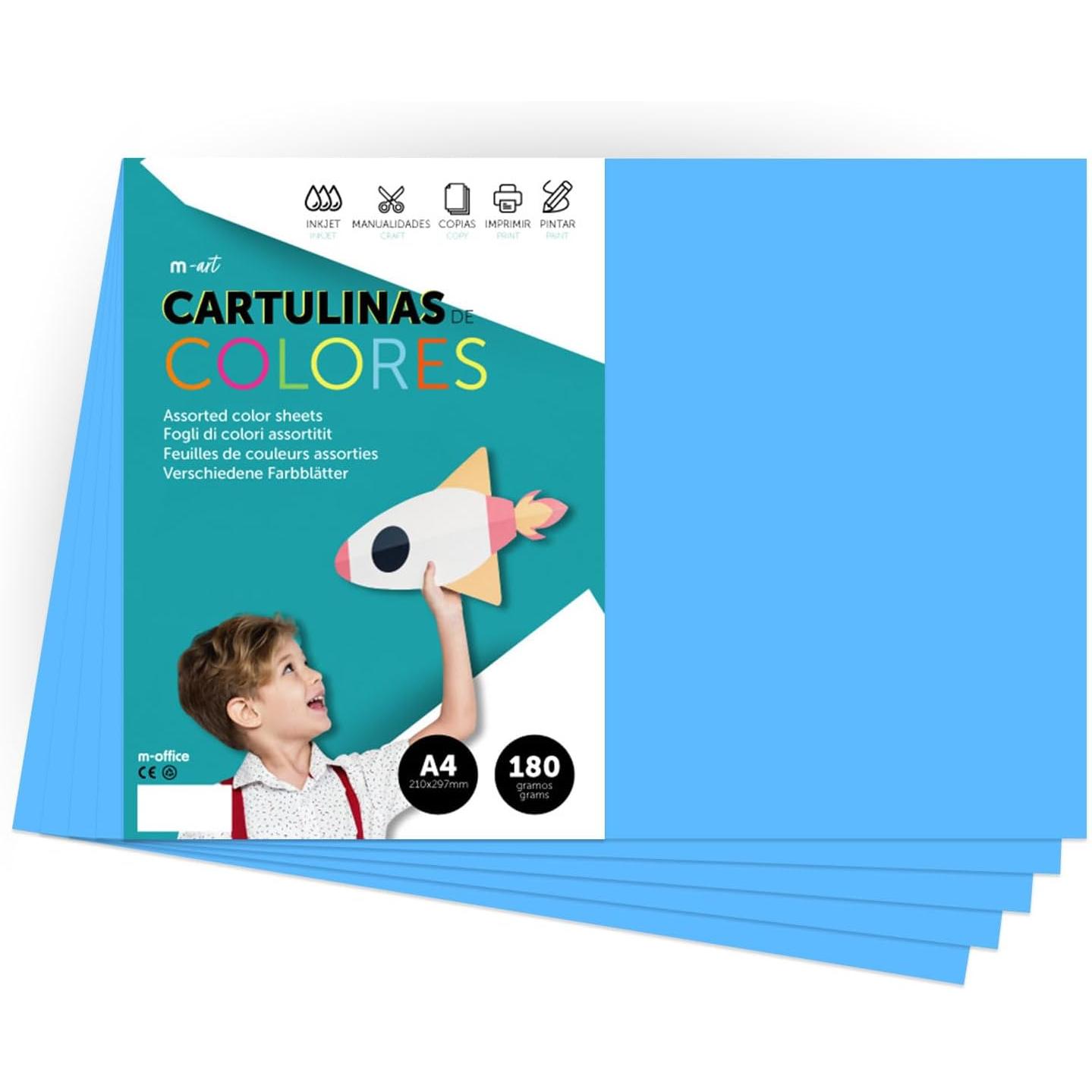 Cartulina de Colores, Cartulina Grande 50x65cm Colores Claros e Intensos, Cartulinas de Colores 180gr para Manualidades, Diseños Creativos y Proyectos de Arte · m-office (x50 hojas, amarillo fuerte)