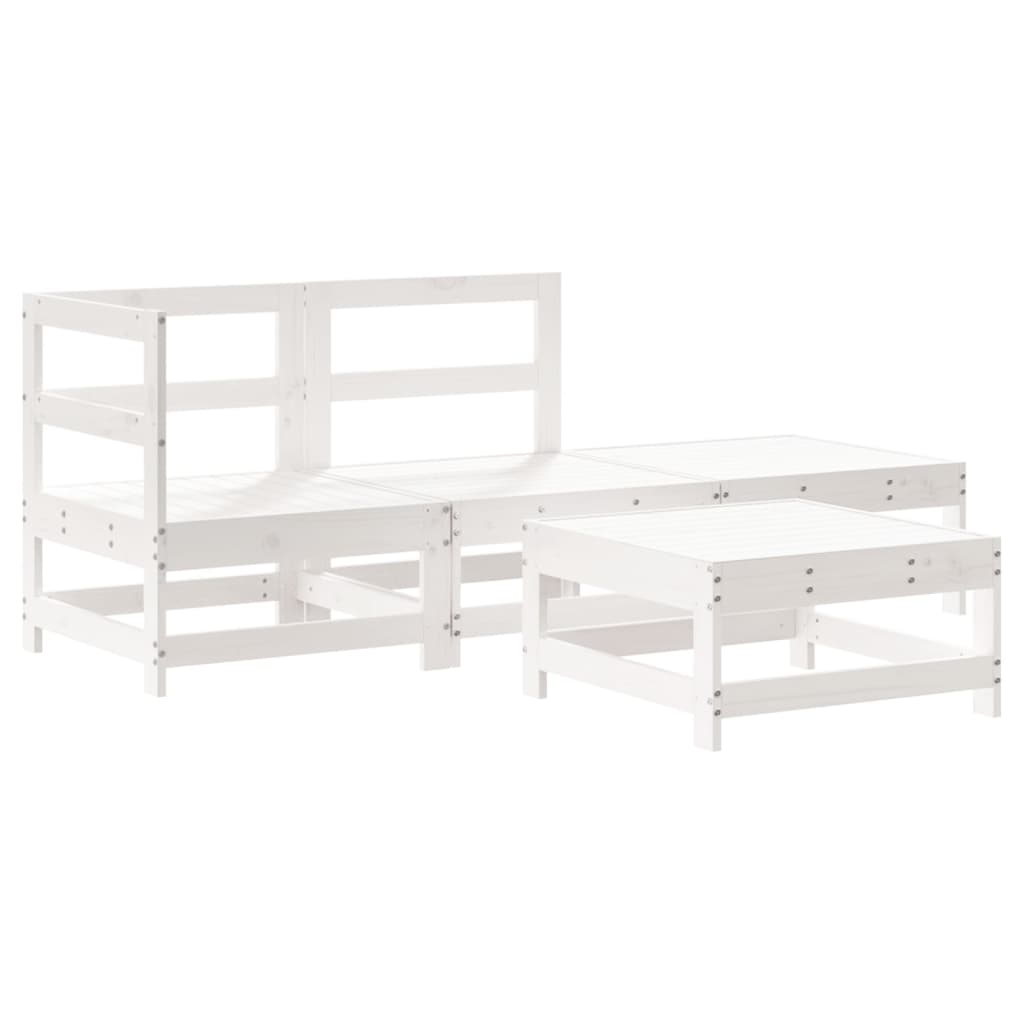 vidaXL Juego de muebles de jardín 4 pzas madera maciza de pino blanco