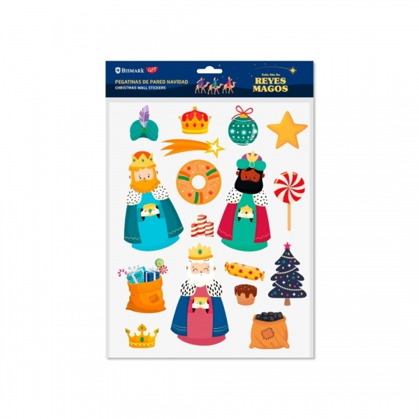 Bismark pack de pegatinas de pared navideñas - incluyen los 3 reyes magos - diseños surtidos