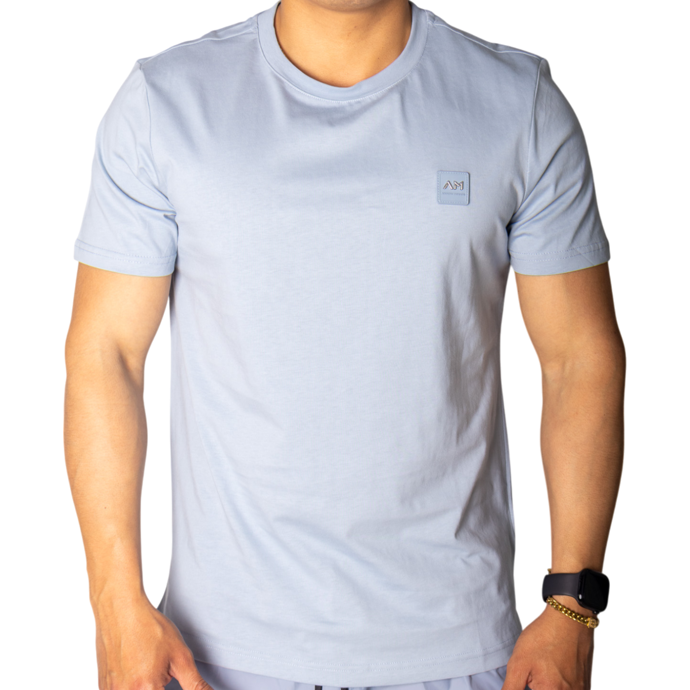 Camiseta Antony Morato Azul Sky Algodon con Logo Metalico Azul Hombre Moderno, Ropa casual 100% Algodón