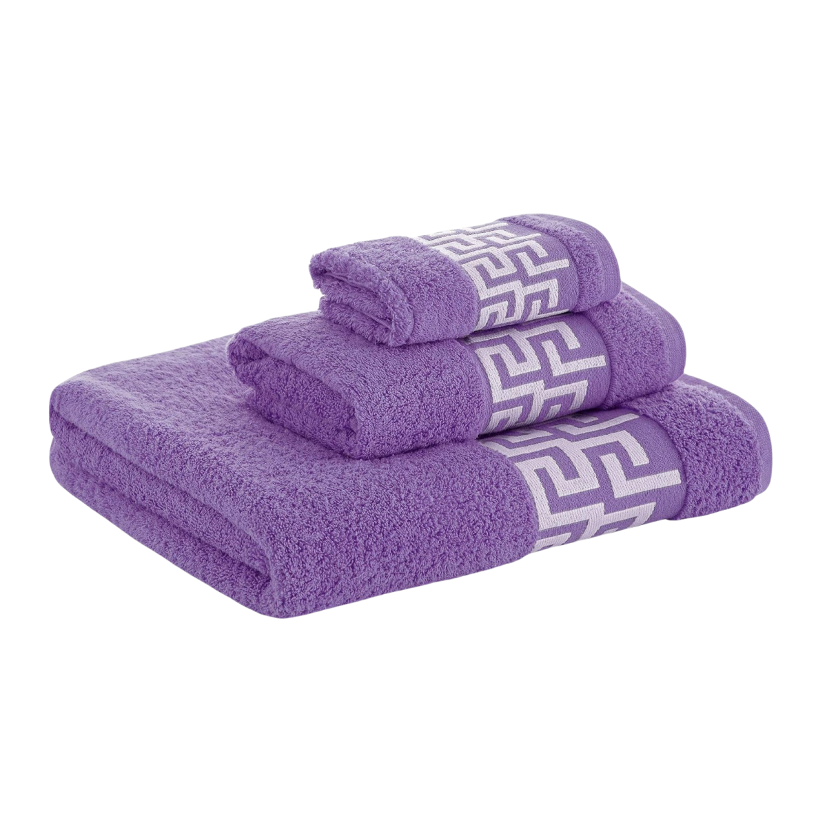 Multishop Juego de Toallas de Baño 3 Piezas. Calidad Rizo Algodon Egipcio 500 gr. Tamaños de Toallas de baño Tocador Lavabo y Ducha Sabana. Toallas baño Grandes. Cenefa Dibujo Cesar.