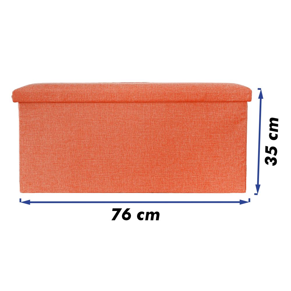 Puf para almacenamiento en tela plegable PlusCalidad - Varios Colores - Pouf Rectangular 76*38*35cm - Baúl, Taburete o Reposapiés
