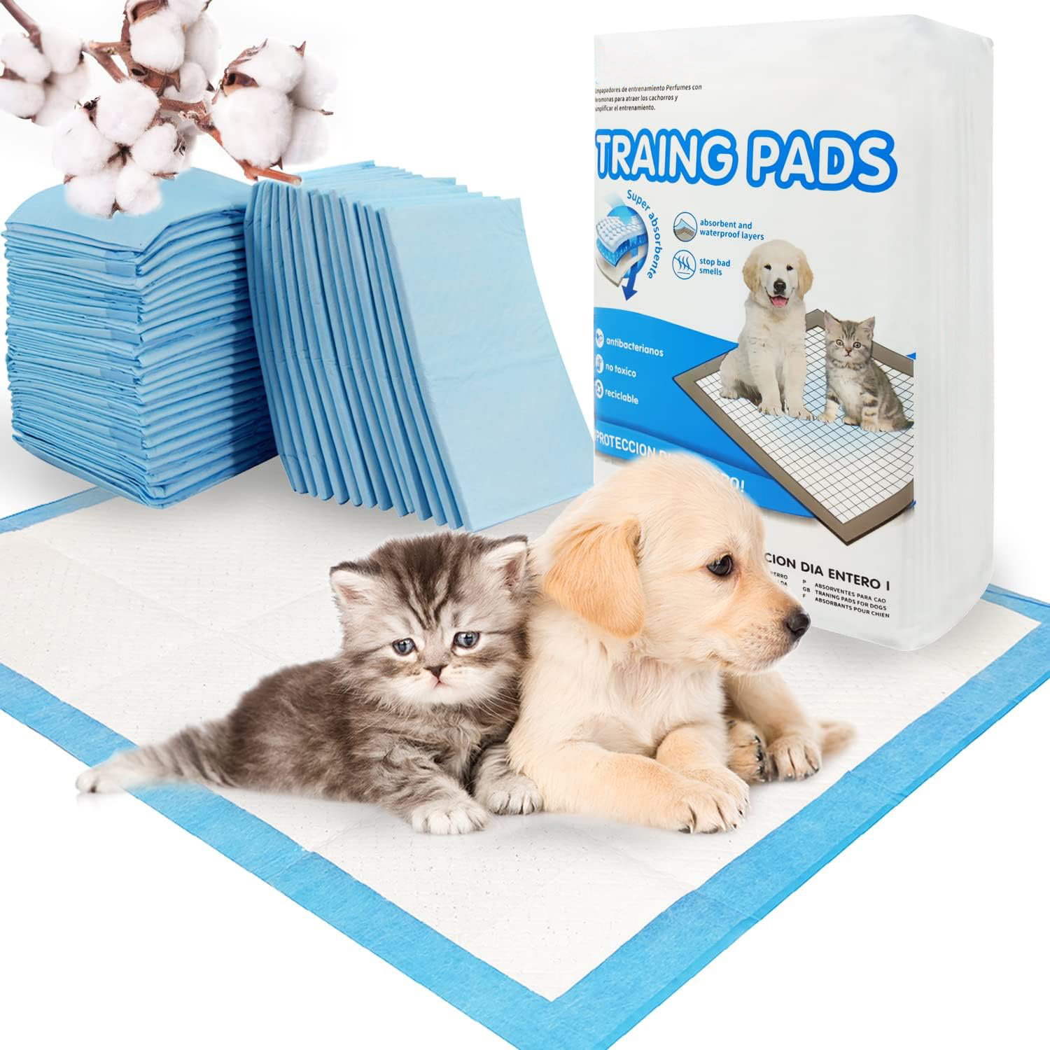 Empapadores de Entrenamiento para Perros y Gatos. Ideales para el aprendizaje de los cachorros y para las mascotas mayores. Gran absorción.