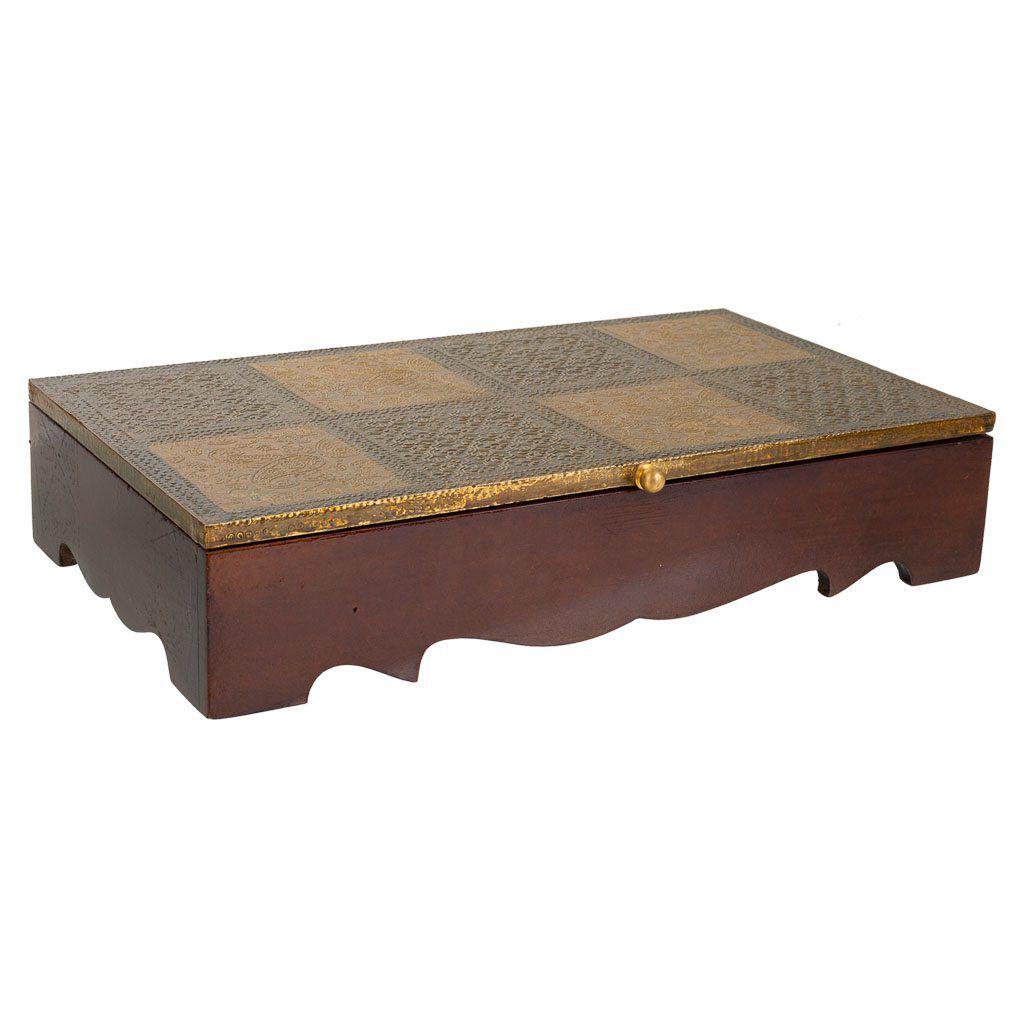 Baul Joyero De Madera Y Metal Marrón Medidas: 20x33x7cm