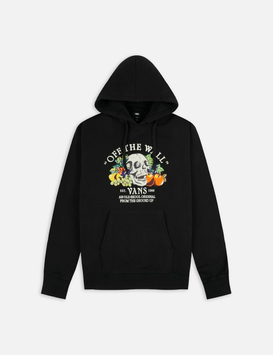 Sudadera Vans Hombre Negra con Capucha y Dibujo Colorido con Calavera y Frutas