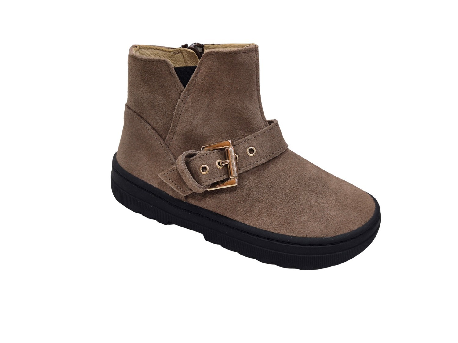 Blanditos by Crios - Botines Dakar de serraje barefoot para niñas, diseño respetuoso color visón