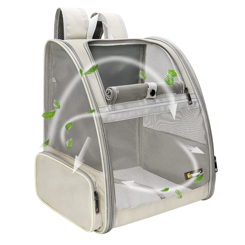 Portador de mopila para mascotas para Gatos Pequeños Perros, Diseño ventilado, diseñado para Viajes, senderismo y Uso al Aire Libre (beige)