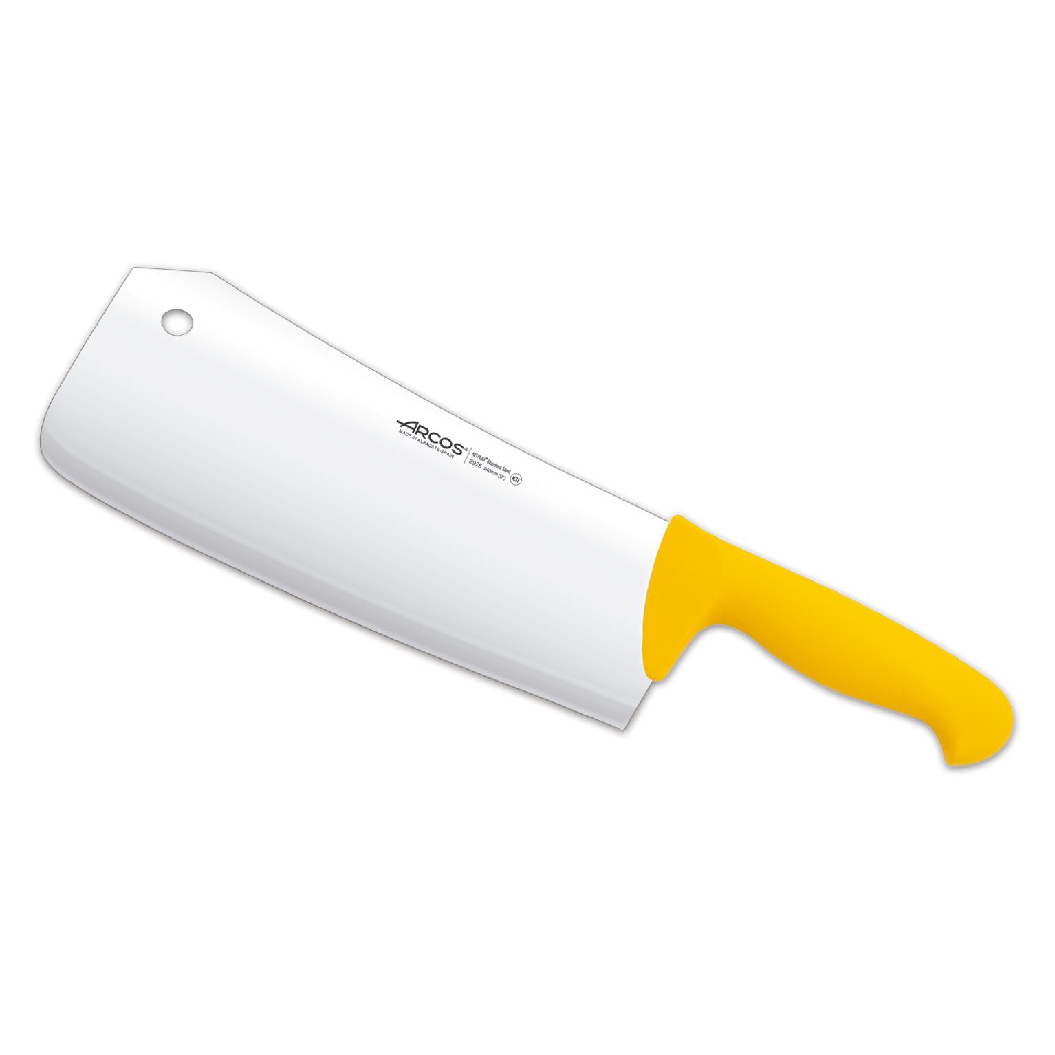 Arcos Cuchillo Carnicero Nitrum Acero Inoxidable y Hoja 240 mm. Cuchillo Carnicero Profesional. Mango Ergonómico Polipropileno. Serie 2900. Color Amarillo.