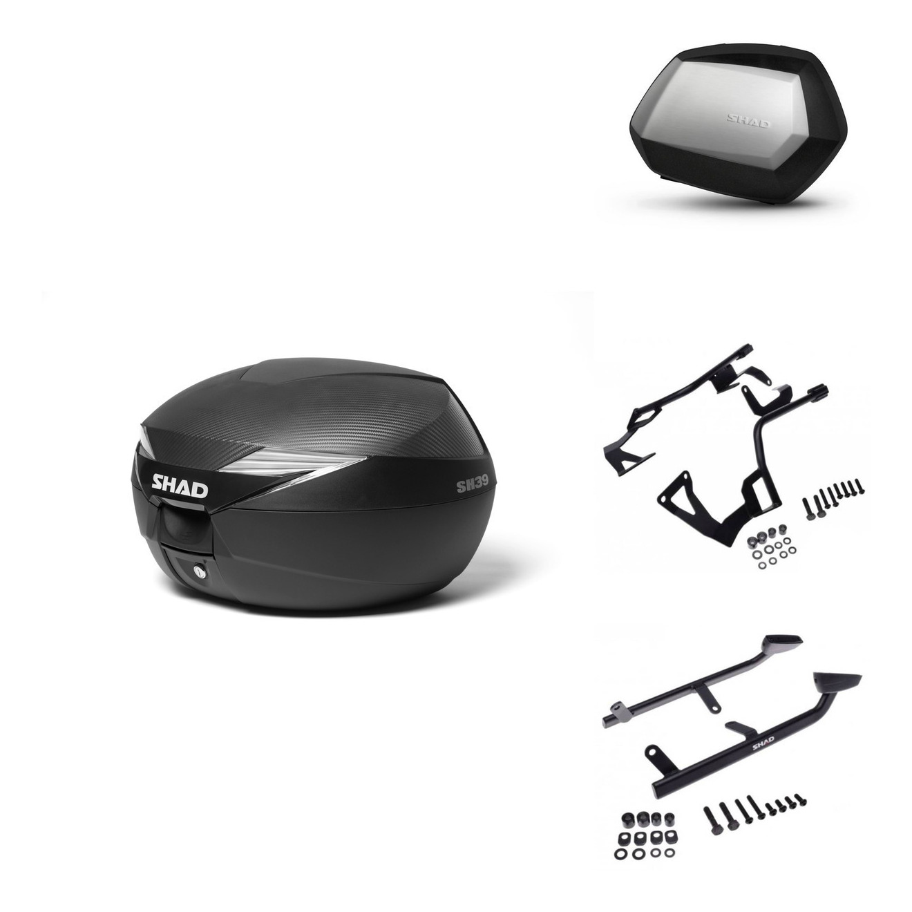 Tudetic SH35 Premium Motorcycle Trunk with Hardware Kit, lockable ABS plastic case compatible with Honda CB650F 2014-2019 and CBR650F 2013-2018, ideal for helmet storage and expandable saddle.