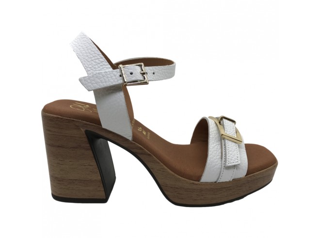 Oh My Sandals Oh! My Sandals Joana 5397 - Sandalia Plataforma Mujer - Piel Blanca - Tacón 8.5 Cm - Plataforma 2.4 Cm