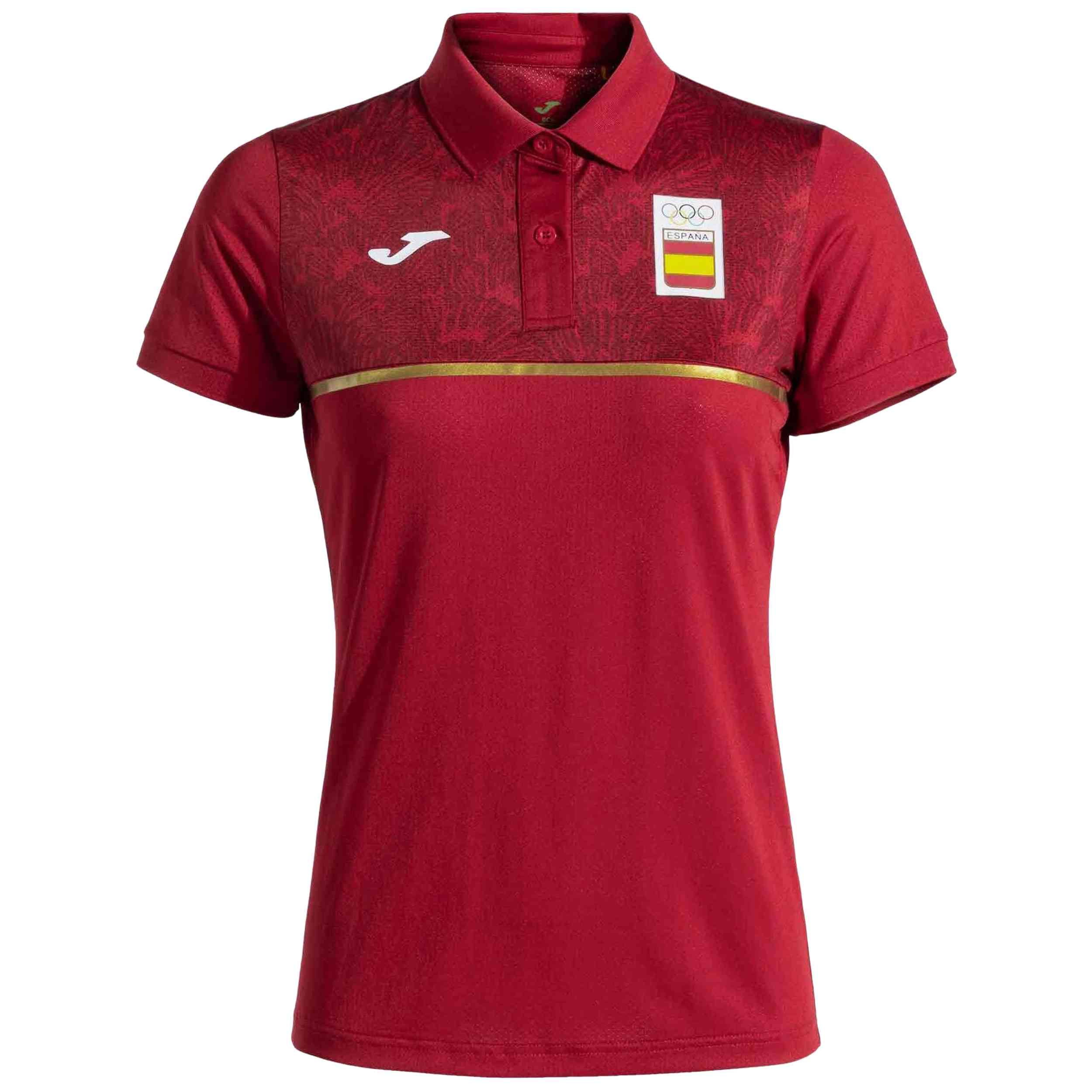 Polo De Manga Corta Joma modelo Paseo Comité Olímpico para Mujer en color Rojo