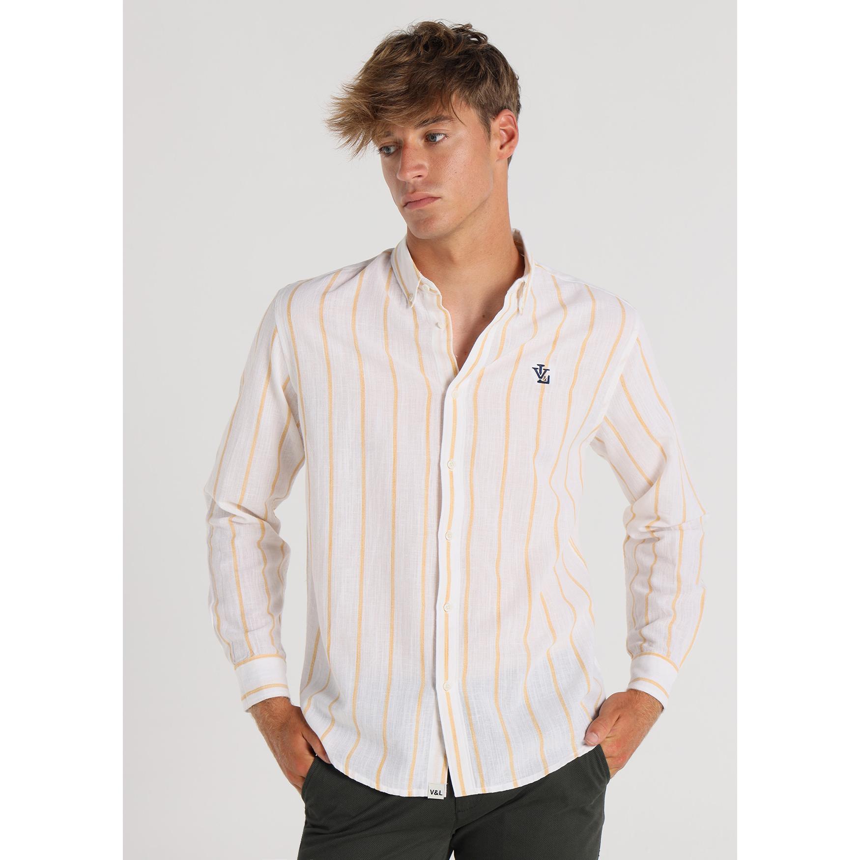 Victorio & Lucchino - Camisa Rayas Lino Mix Brown