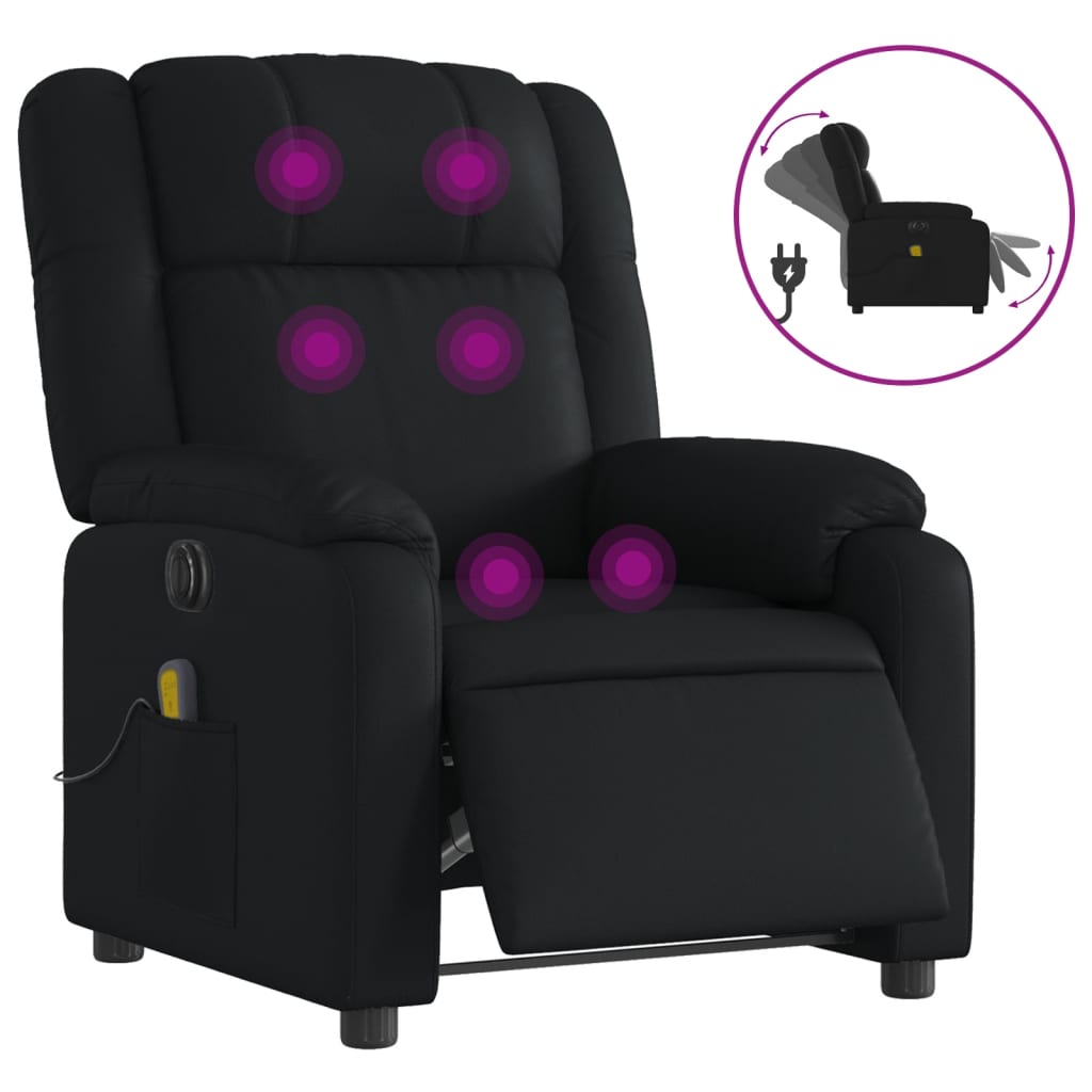 Vidaxl Sillón de Masaje Reclinable Eléctrico Cuero Sintético Negro