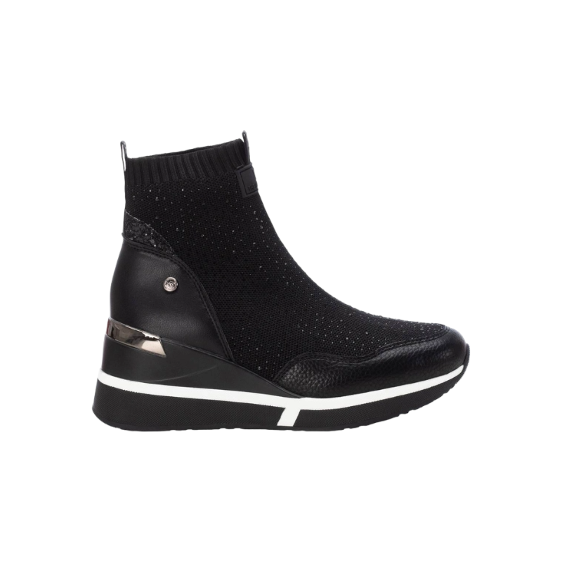 botin casual con cuña tejido con piedras