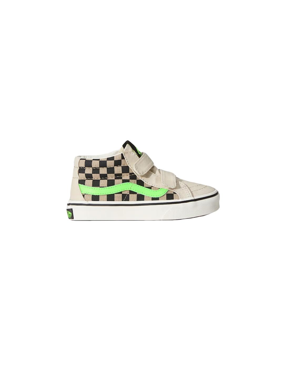 Zapatilla Niño/a Vans Sk8-Mid Beige Negro Verde Fl
