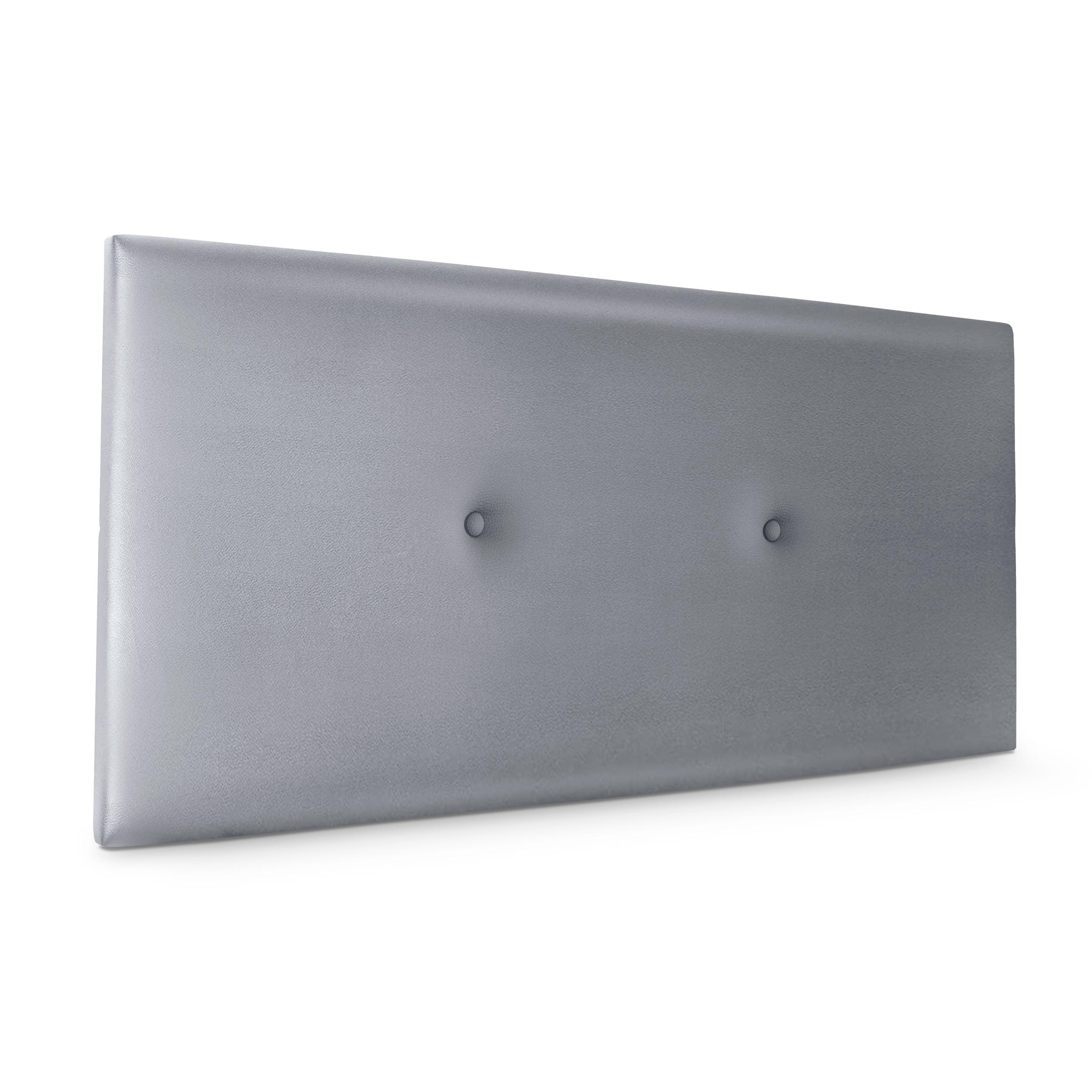 DHOME Cabecero de Polipiel o Tela Acualine Liso con Botones Tapizado Colores Cabezal Lujo Cama Dormitorio Moderno Acolchado (Plata Polipiel)