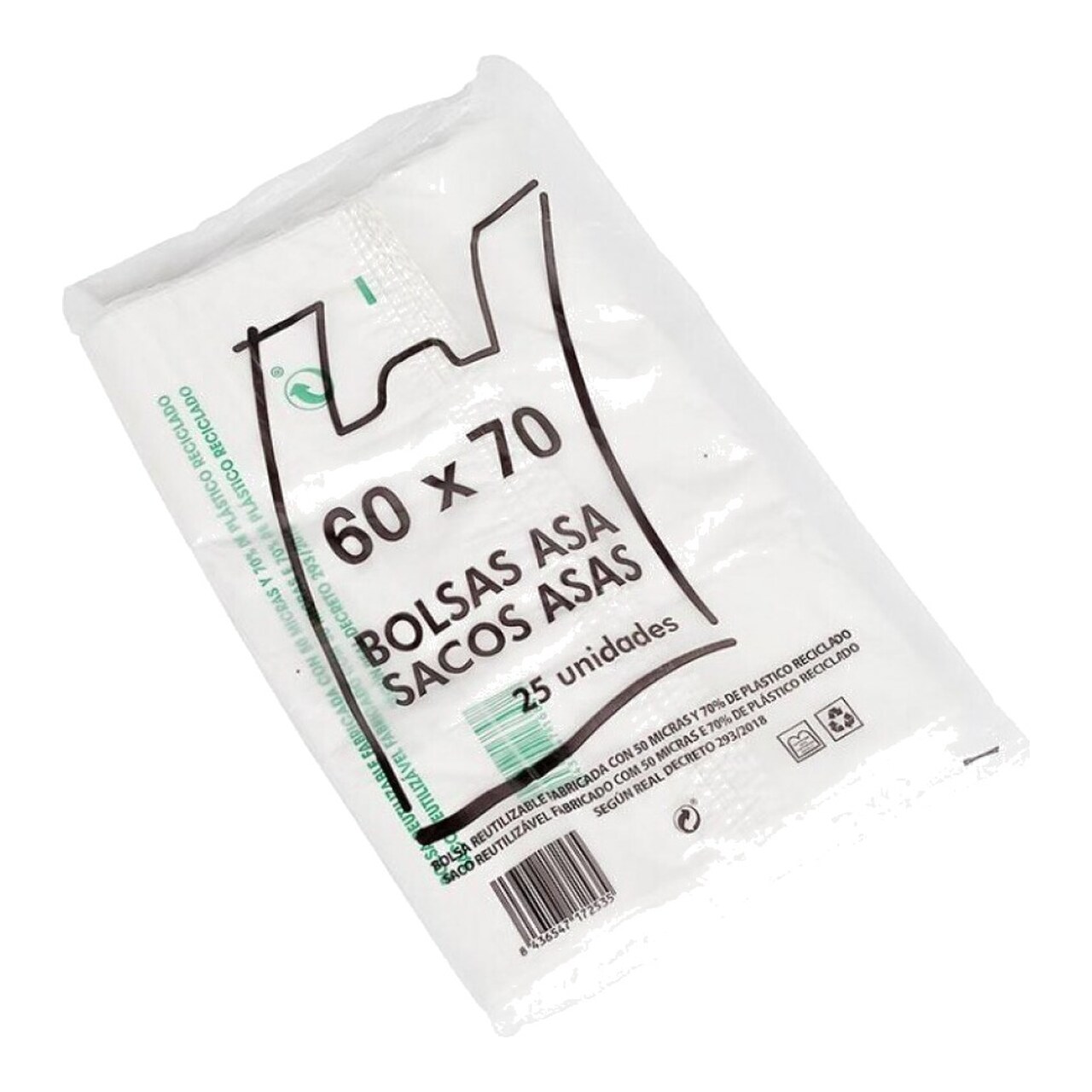 Pack De 25 Bolsas Blancas Tipo Camiseta 60X70cm 50-Micras 321980