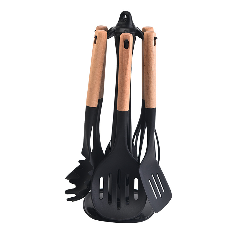TK Juego de utensilios de cocina, utensilios de cocina de silicona de nailon no tóxicos resistentes al calor, sartenes antiadherentes, herramientas de cocina para hornear con revestimiento que no daña