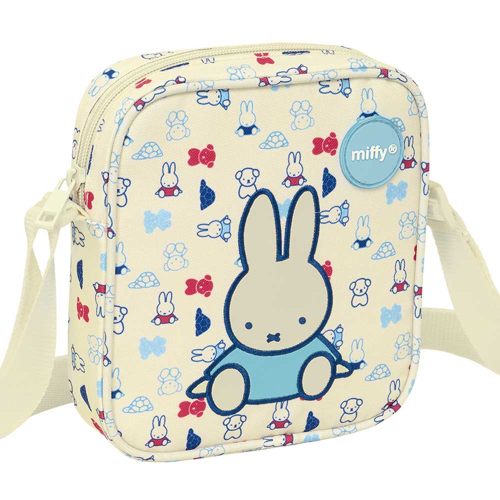 SAFTA | Bandoleras Infantiles Miffy Buddy, Y Friends, Bolsitos Cruzados con Correa Ajustable, Material Reciclado, Repelentes al Agua, Cierre con Cremallera, Uso Diario y Escolar