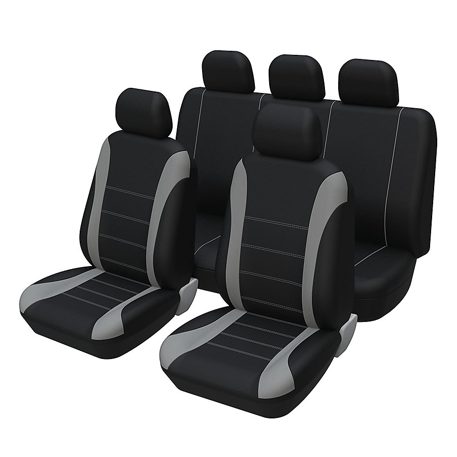 CA Fundas para asientos de coche - Juego de 9 piezas, azul y negro