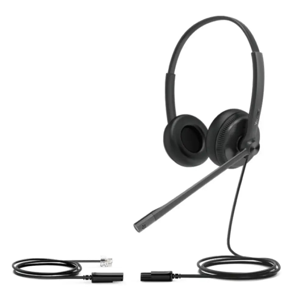 Yealink - Auriculares telefónicos IP duales YHS34 para teléfonos Yealink con conexión QD a RJ9, ultraligeros y cómodos para llamadas prolongadas