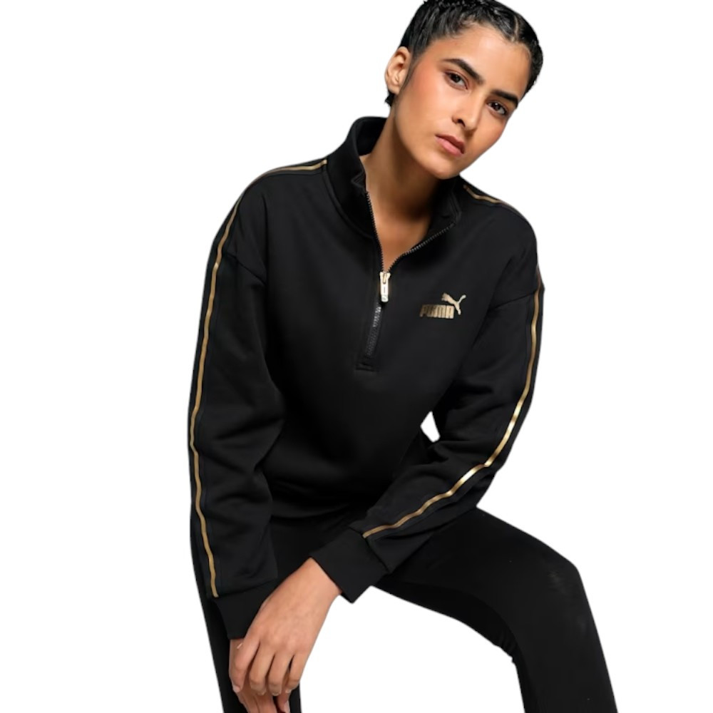 Sudadera Puma Essentials Tape Minimal Gol Zip Cremallera Negro 685294-01 Hoodie Mujer