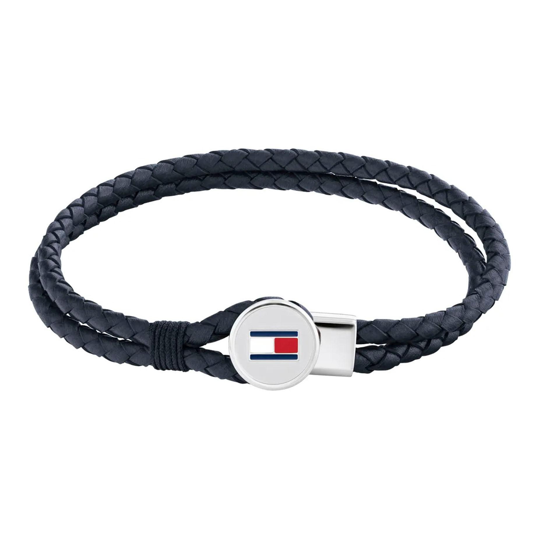 Pulsera TOMMY HILFIGER Hombre Bruce 2790656S - Acero y piel trenzada - Azul