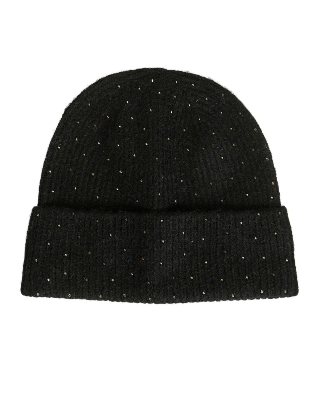 Gorro Vila Brava con detalles uniformes negro para mujer