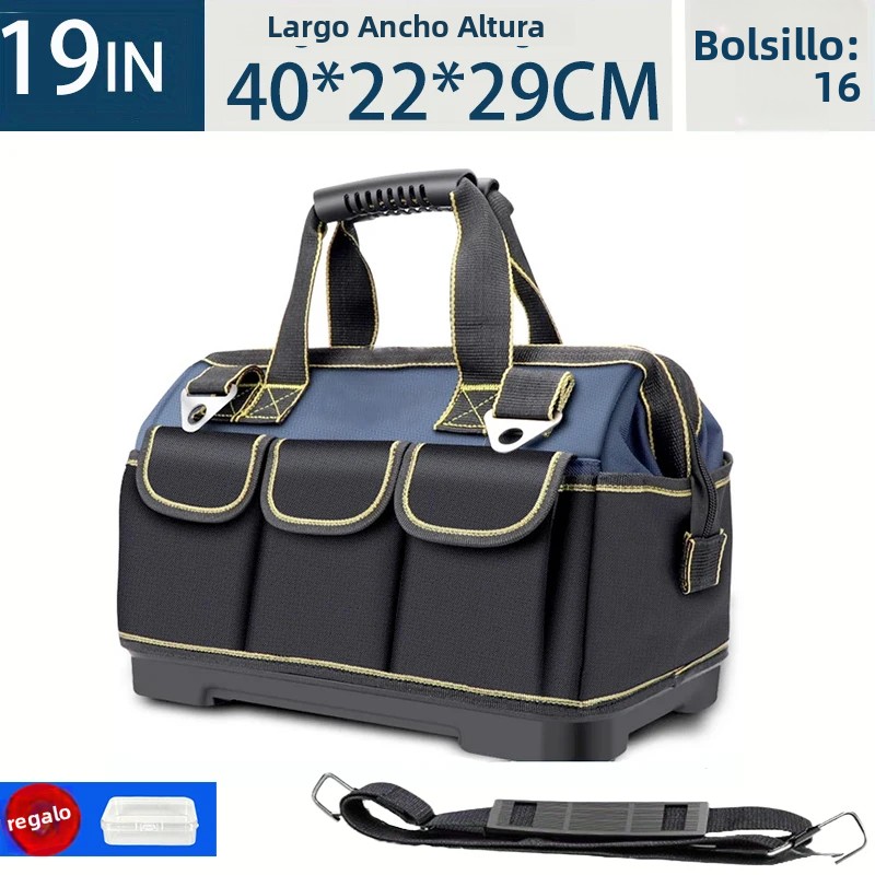 OmHom Bolsa De Herramientas Multifuncional De 23 Pulgadas Capacidad Grande Resistente Al Agua Y Al Desgaste Con Múltiples Bolsillos Para Electricistas