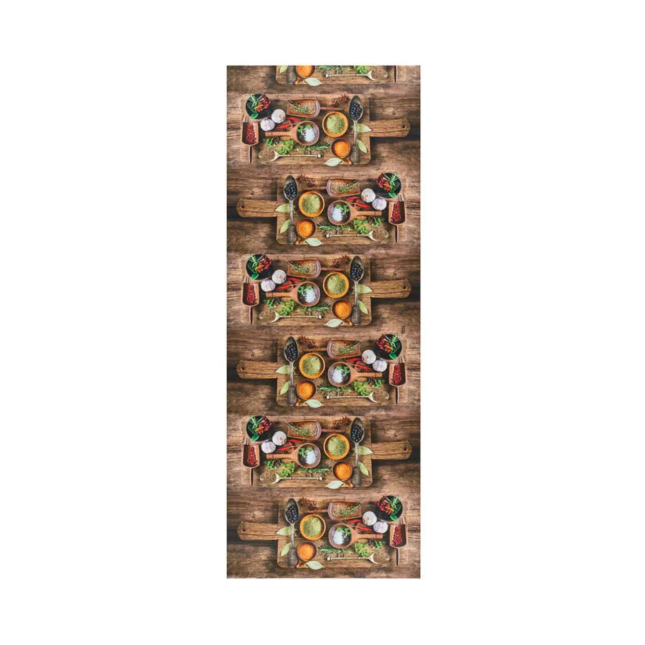 ATTICGO Alfombra de cocina lavable diseños con especias en multicolor - RICCI HERBS | 52x100, 52x200 cm