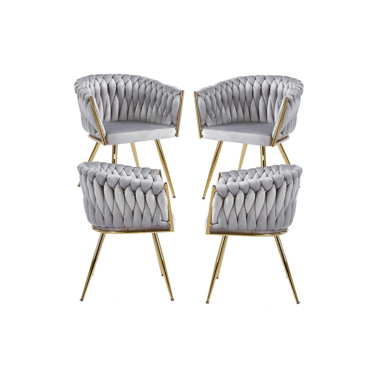 Regalos Miguel - Packs Sillas Comedor - Pack 4 Sillas Widny Golden Terciopelo - Gris oscuro