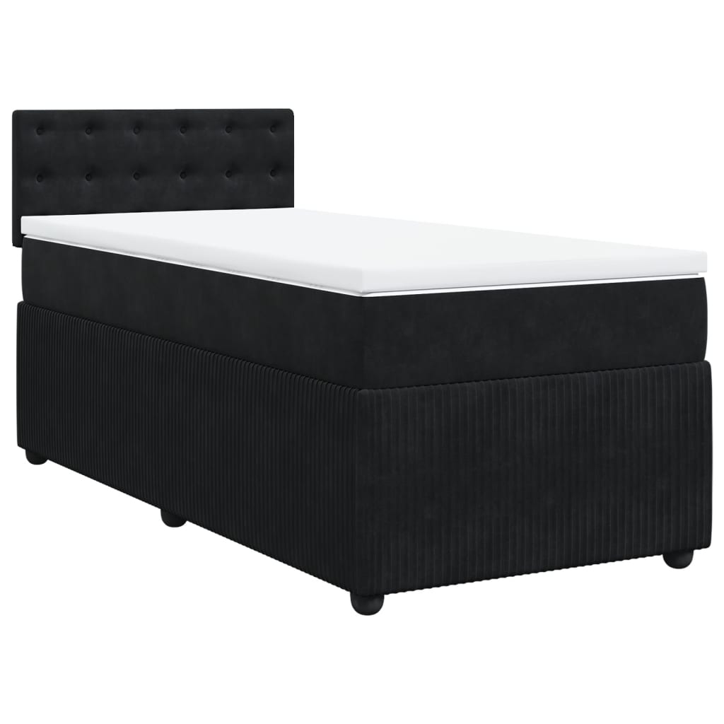 vidaXL Cama box spring con colchón terciopelo negro 90x200 cm