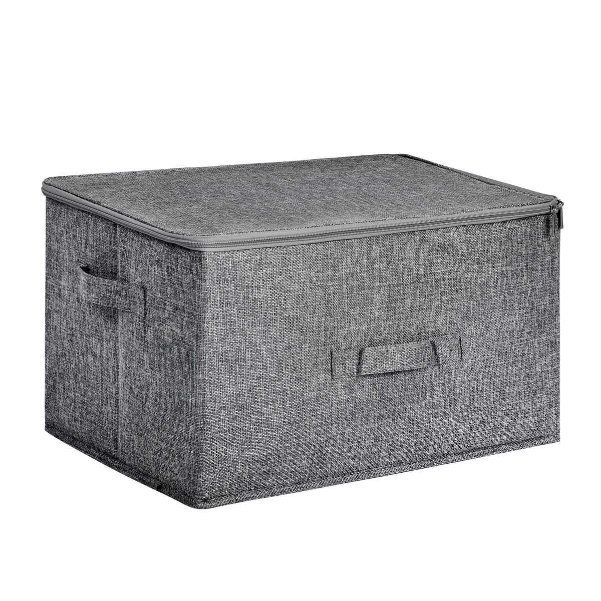 T-LoVendo Caja de Almacenamiento Plegable, Cesta con 2 Asas, Cajón con Tapa con Cremallera para Mantas Ropa Colcha, Cofre de Tela, Organizador para Dormitorio Armario Estante de Armario, 40L