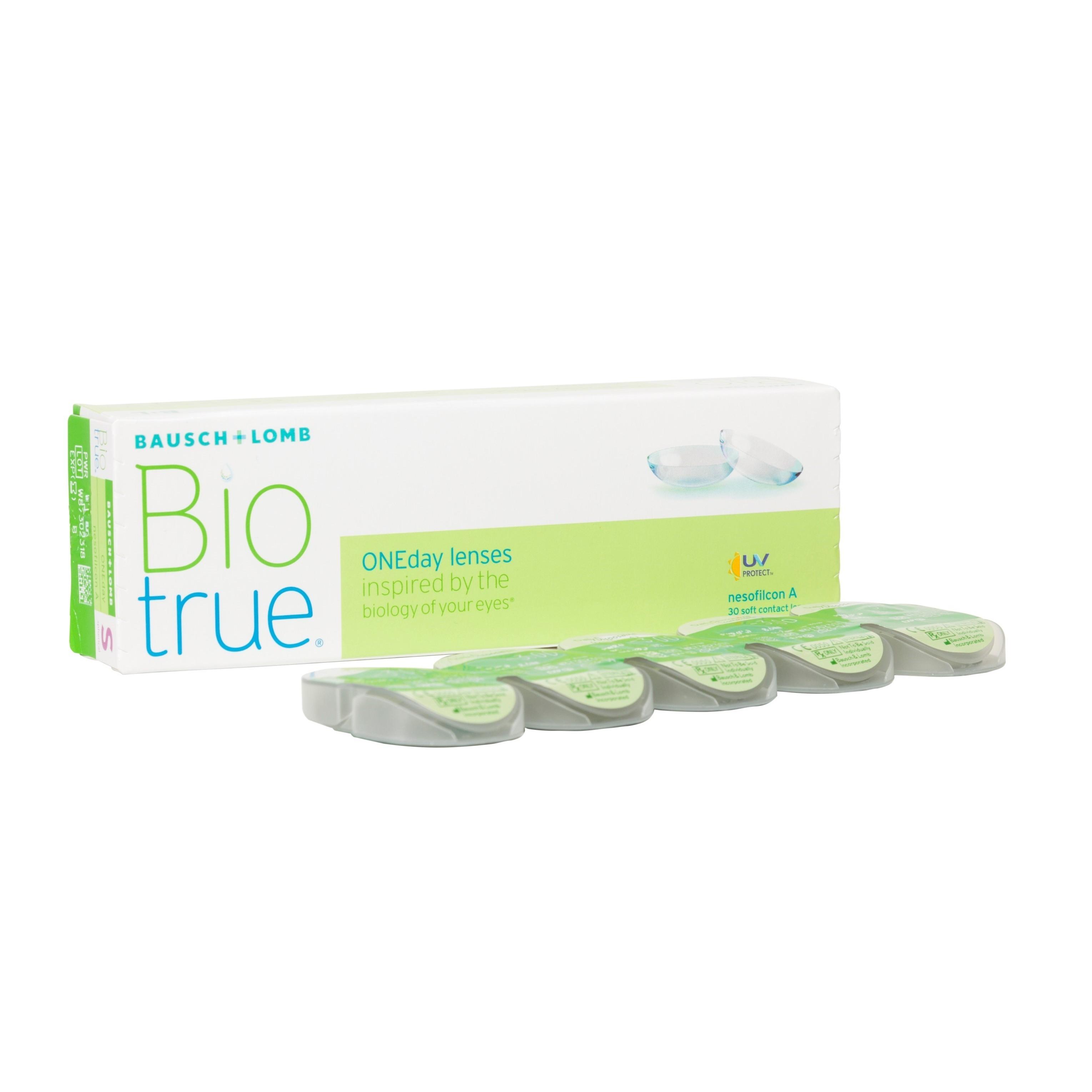 Biotrue ONEday BAUSCH + LOMB lentillas diarias esféricas Desechables – 30 Unidades | 8.6 BC | 14.20 DIA | Lentes de contacto Hidratantes | 16h de Hidratación | 78% Agua | Filtro UV | Confort y Protección Ocular