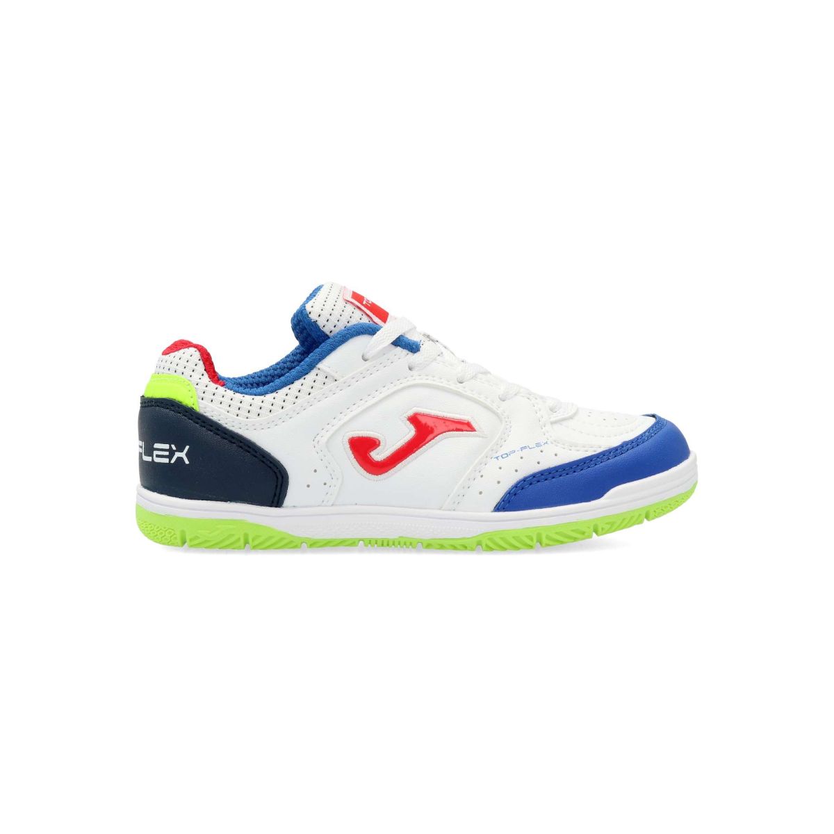 Joma - Zapatillas de fútbol sala indoor Top Flex JR para niño y niña, fabricadas en piel sintética Fibertech con suela de caucho para parqué y terreno liso