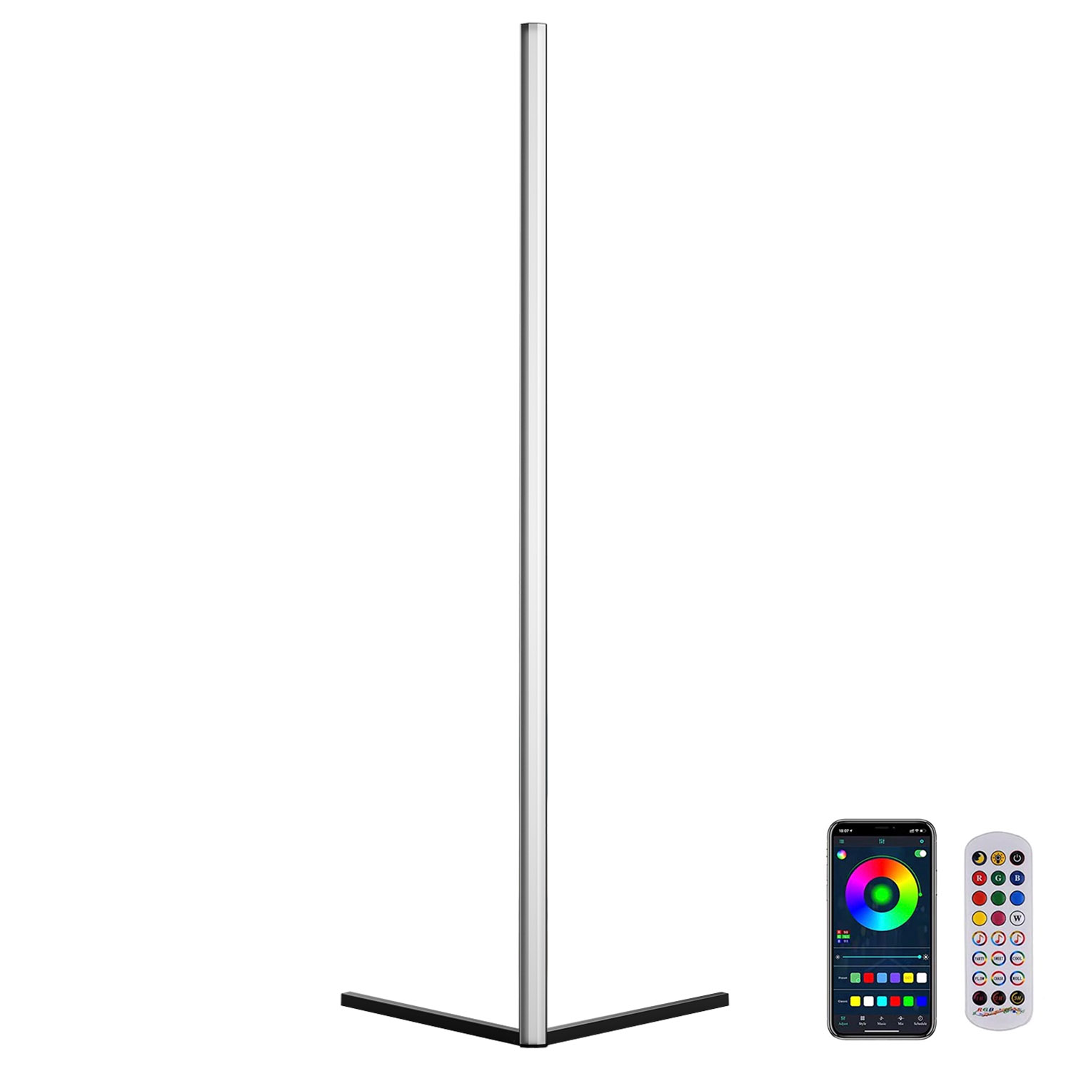 LEDBOX Lámpara de pie led LUMO, 21W, RGBX, control APP + RF, RGB + Blanco frío, regulable. Lámparas led, Lamparas led de pie